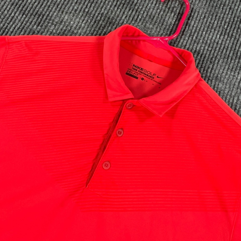 Nike Golf Tour Performance Polo Shirt Mens Medium Red Solid Short Sleeve Dri Fit